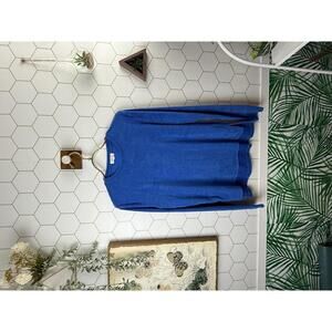 Goldie Velour Blue Cotton Relaxed Fit Long Sleeve T-Shirt - Size - XS